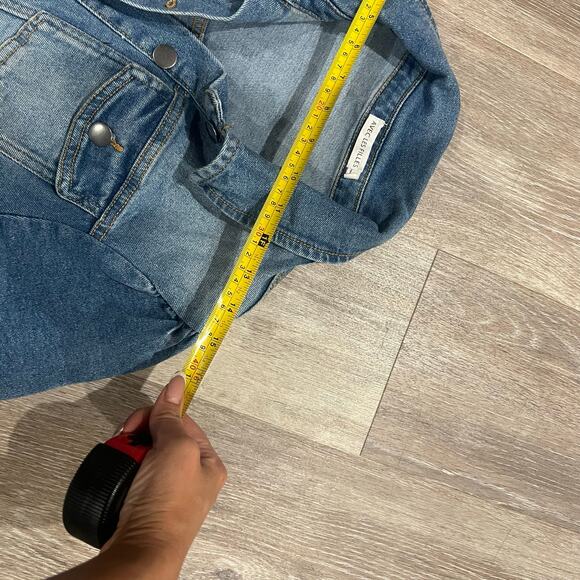 Avec Les Filles Denim Collared One Piece Jumpsuit Overalls Size 29 - Picture 7 of 9